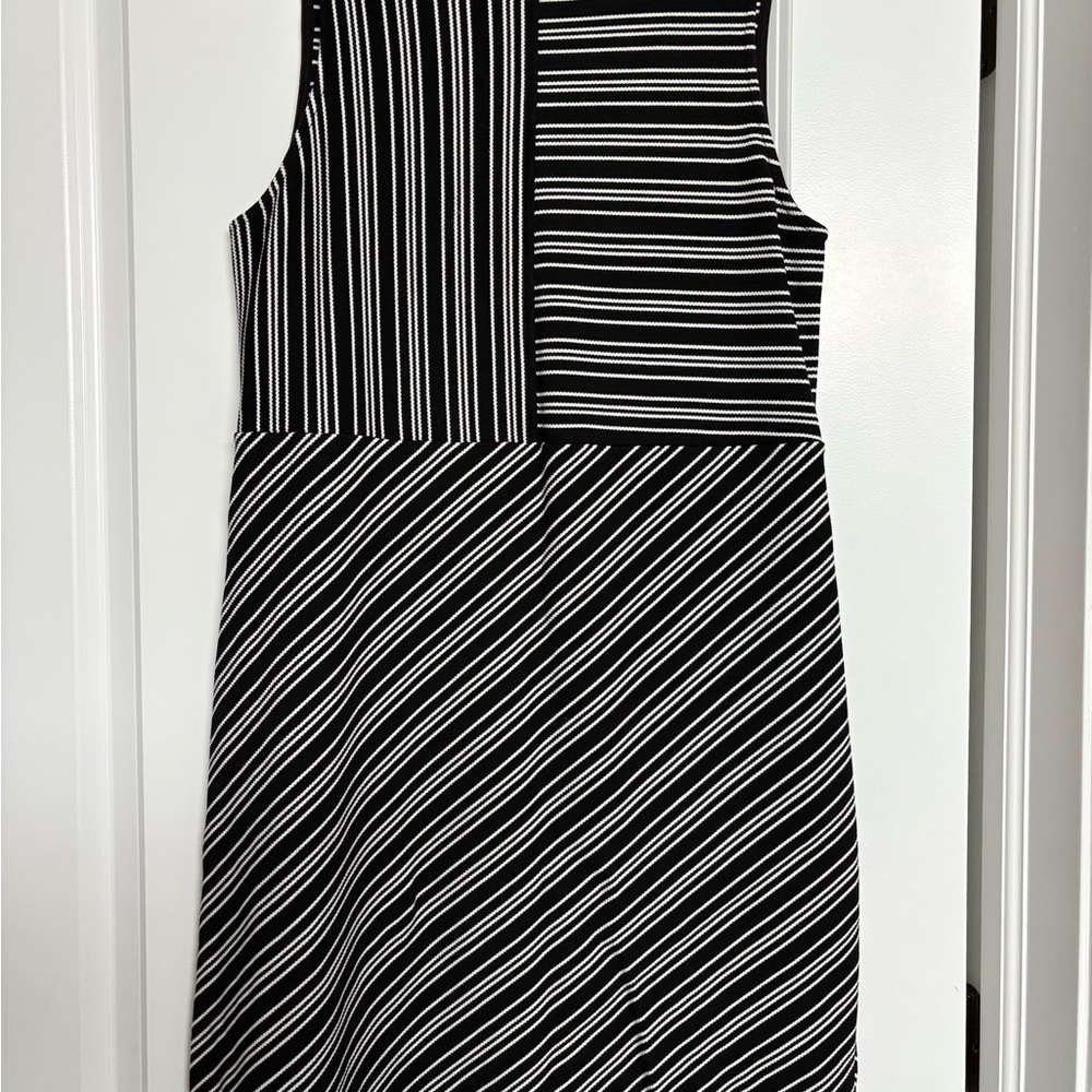 Chic Black and White Striped Midi Dress
